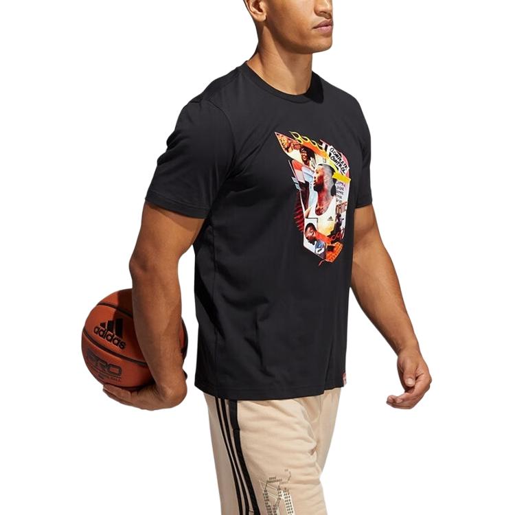 Adidas Dame Abstract T Lillard Basketball Character Print Short Sleeve T-Shirt Men Tops Black GH6718