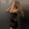 Cross Border European and American Women's Summer Dress Satin One Line Neck Sexy Revealing Backpack Buttocks Dress