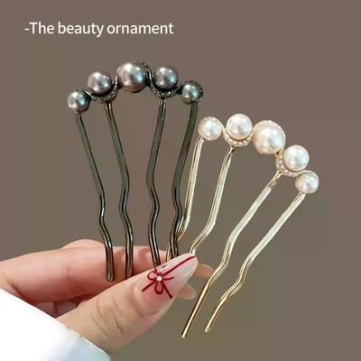 1Pcs Pearl Hair Fork Hair Clip Hairpins Metal U-Shaped Hair Sticks Combs Women Girl Hair Accessories Ornament Styling Tool