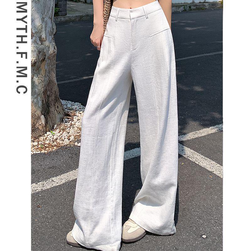 Women s White Yamamoto Lightweight Ice Silk Wide-Leg Summer Pants - 2026 Style S