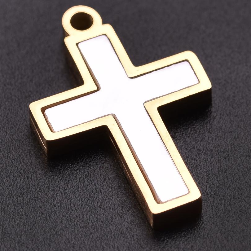 New Mixed Natural Shells Stainless Steel Cross Pendants For Jewelry Making Supplies Summer Charms In Bulk DIY Earrings Bracelets