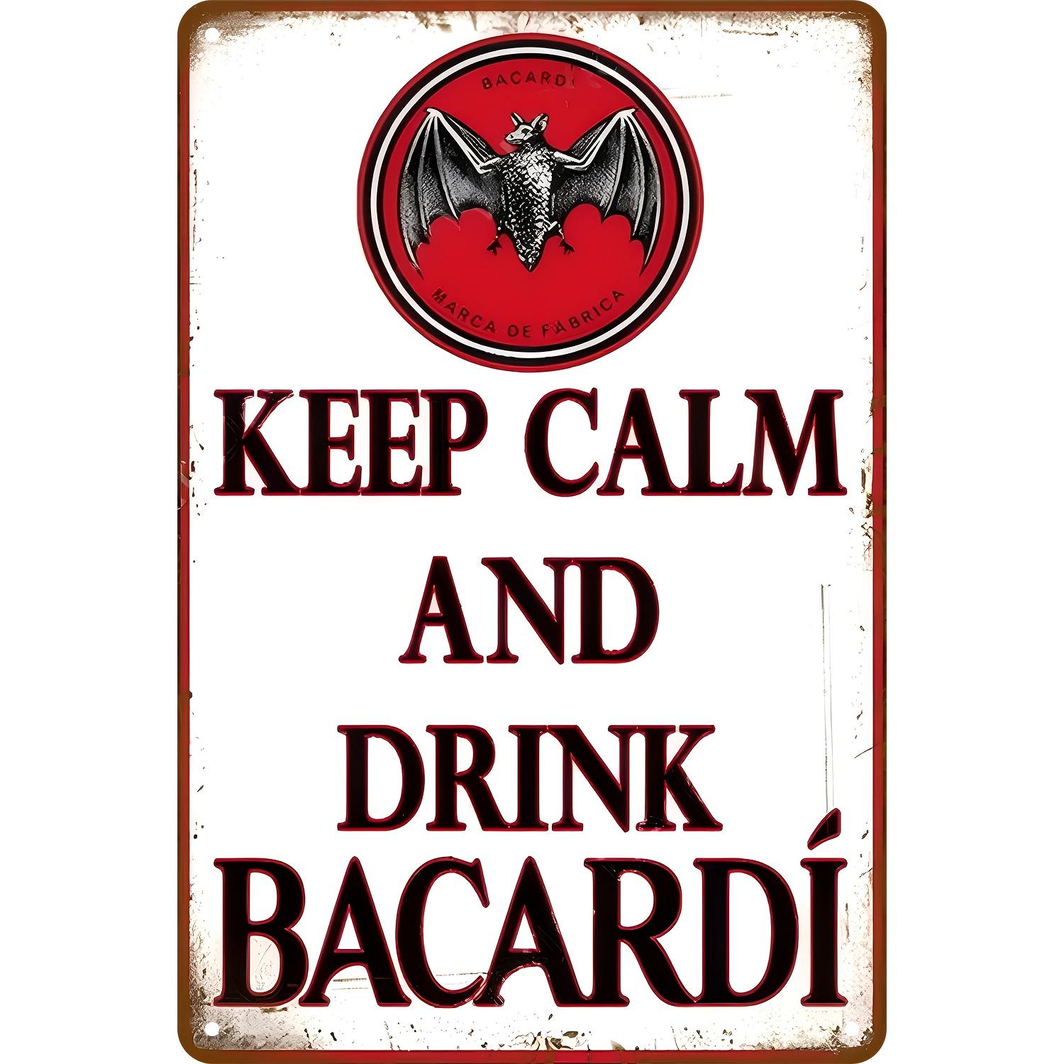 

Room Decor Rum Retro Metal Iron Sign Keep Calm and Drink Bacardi Wall Decor Vintage Style Bar Cafe Art Home Kitchen Deco 20x30cm（7.8x11.8inch）