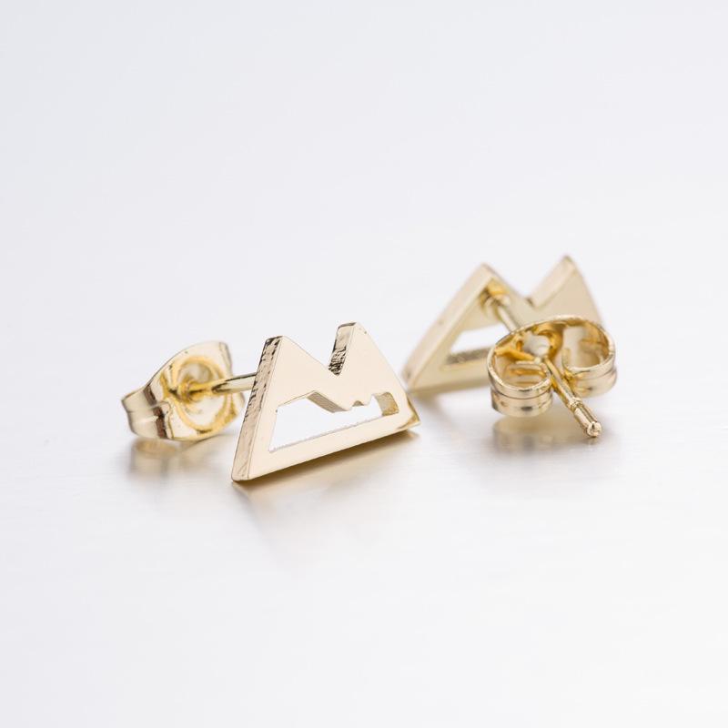 European & American Hollow Snow Mountain Stainless Steel Ear Cartilage Stud Earrings