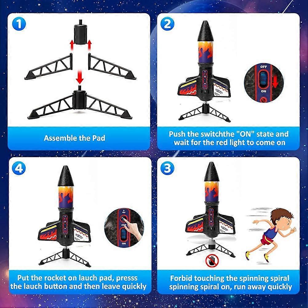 Children Rocket Launcher Toy with Parachute Self Launching Motorized Space Rocket Toys Outdoor Launch Game for Boys Kids