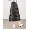 TERRE BLEUE Women's Retro High-Waist Plaid A-Line Midi Skirt