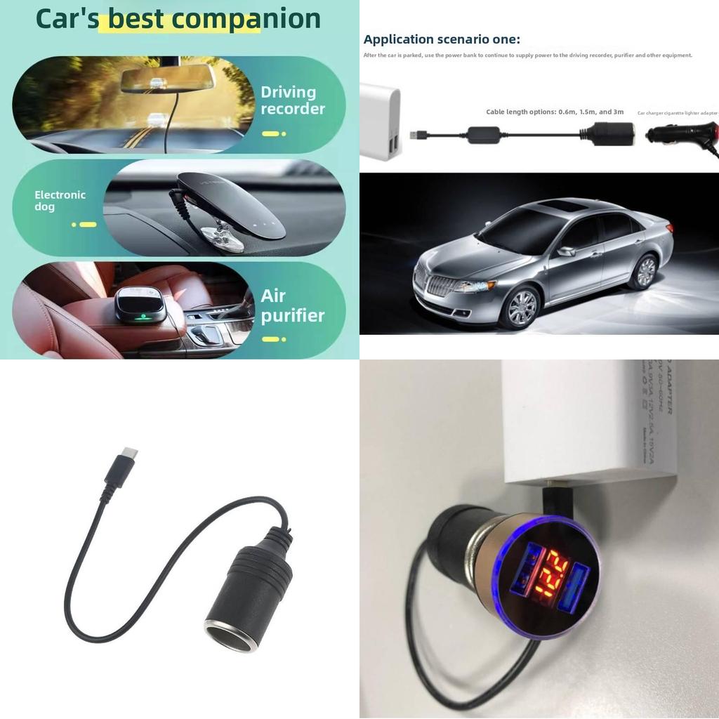 Usb Pd Type C To 12v Car Cigarette Lighter Socket Female Power Supply Cable