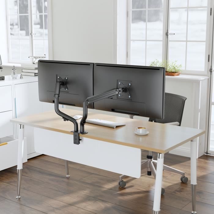 Bras articulés double - OPLITE - MT10 - Noir - Ergonomique - Réglable - Compatible VESA
