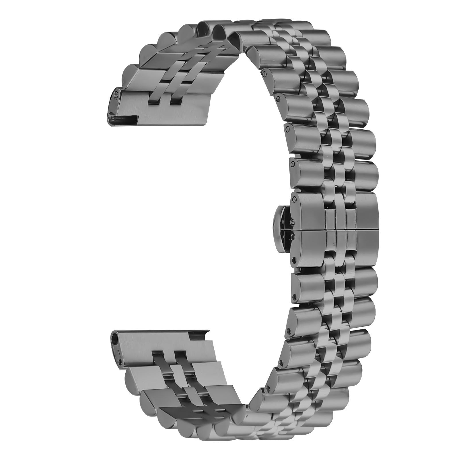 

For Xiaomi Watch S2 46mm/42mm Wrist Band 5-Bead Stainless Steel Butterfly Clasp Watch Strap G