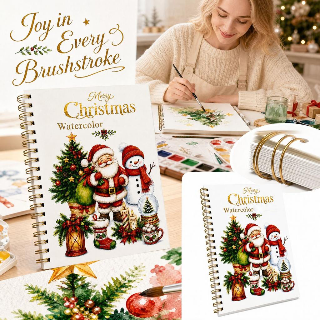Watercolor Painting Book for Christmas Greeting Cards and Holiday Card Making