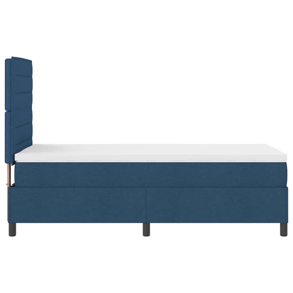 Box Spring Bed with Mattress and Headboard Blue 100 x 200 cm Fabric