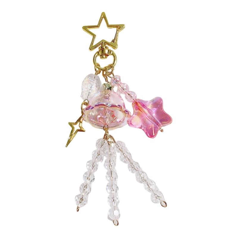 

Candy Colored Acrylic Pendant Charm For Keys Bags Camera Strap Windbell Star Fish Phone Chain Practical Keychain розовый