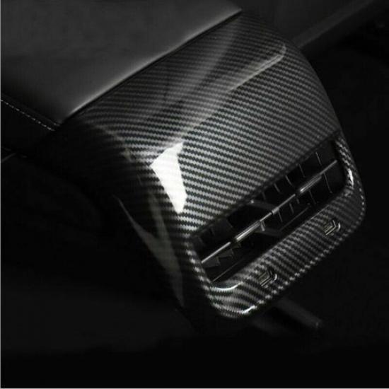 Carbon Fiber Rear Armrest Air Vent Outlet Cover Trim For Tesla Model 3 2017-2022