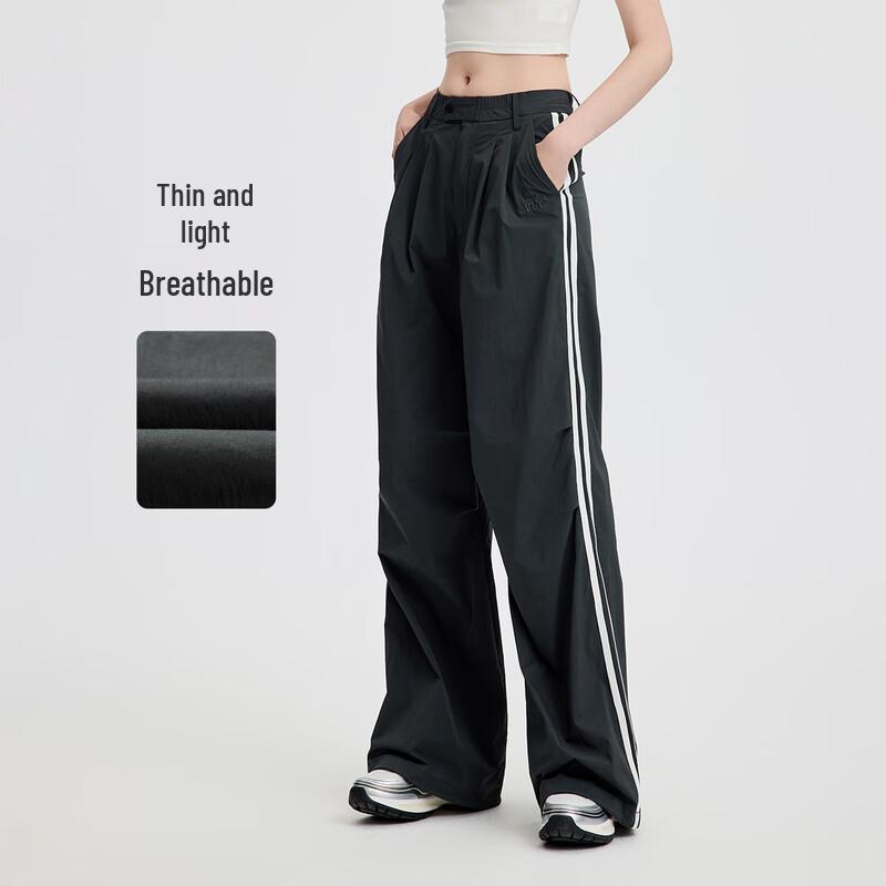 Navigare Women's Sporty Elastic Double Pleat Side Stripe Parachute Pants