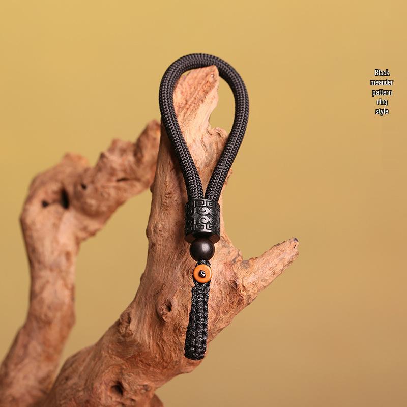 Ebony Carved Keychain Wrist Strap