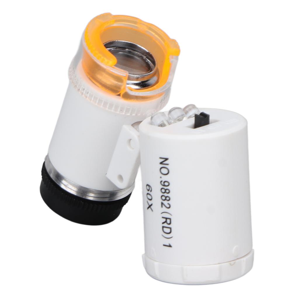 60X   Vergrößerung Lupe Tragbar Schmuck Kassen Lupe Detektor LED Licht   Mikroskop