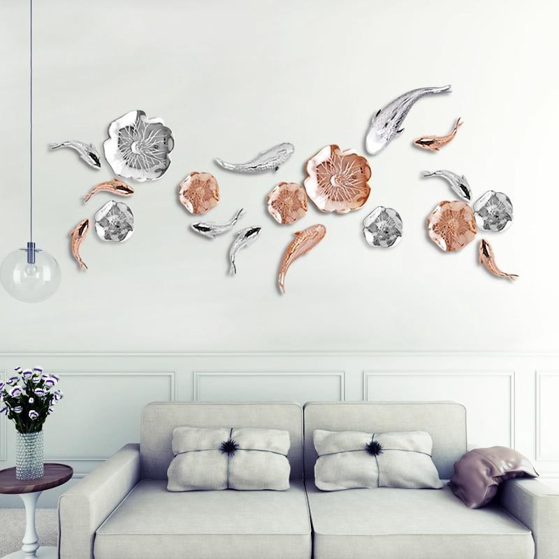Restaurant Wall Decoration Simple Modern Three-dimensional Wall Decoration Lotus Leaf Carp Corridor Corridor Decoration Pendant