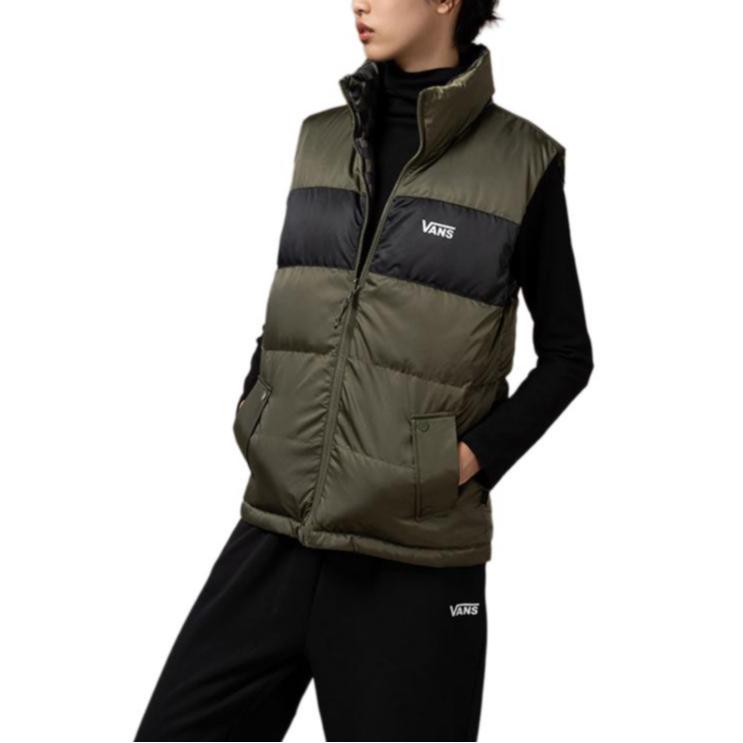 Vans Color Block Checkerboard Reversible Down Vest Unisex Vests Army-Green VN000H23KCZ