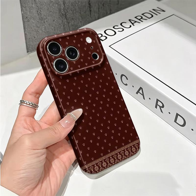 Sophisticated Ditsy Floral Border Trim Geometric Pattern Art Graphic Film Aesthetic Protective Case Cover For iPhone 14 15 16 Pro Max Plus