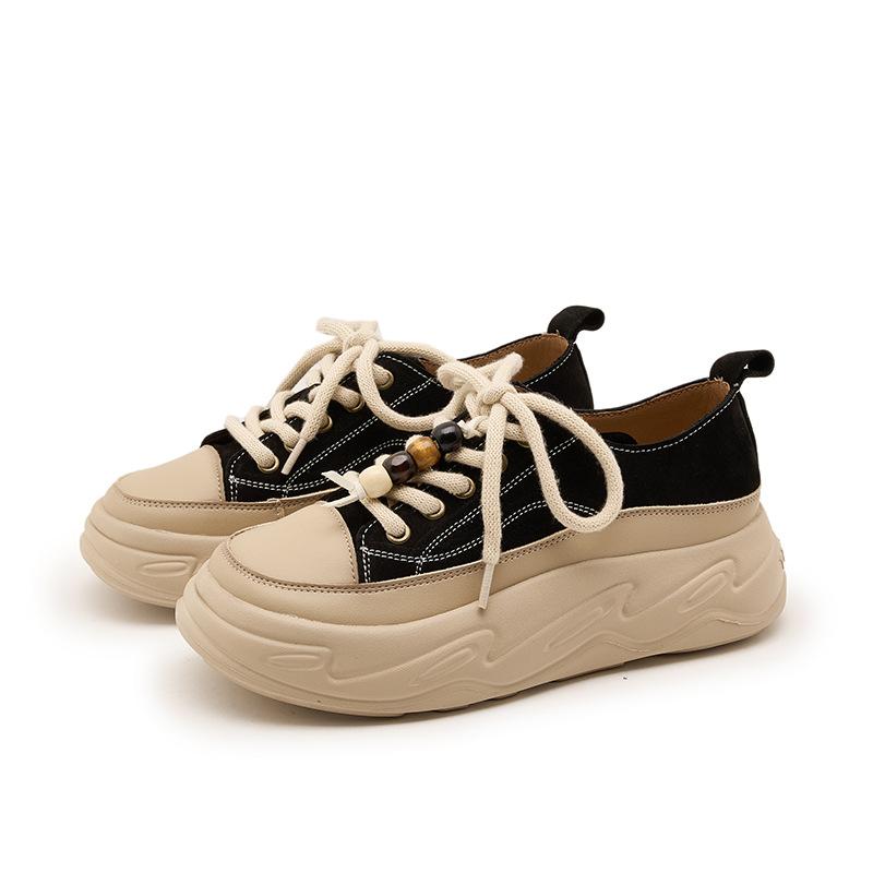 Thick-soled Casual Shoes for Women Anti-slip Breathable and Versatile Retro Sports Board Shoes