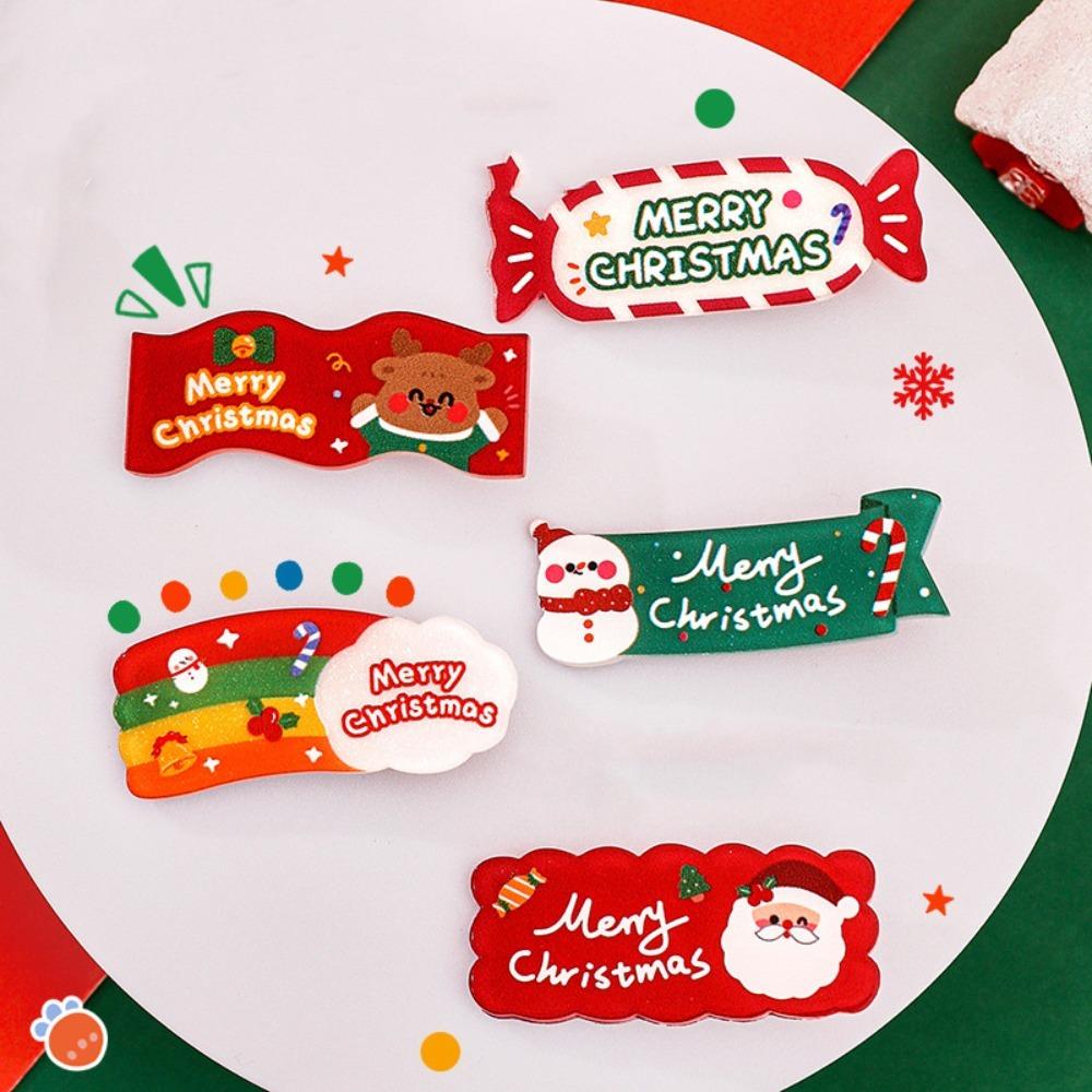 Xmas Snowman Side Clip Elk Christmas Hair Clip Kawali Acrylic Hair Clip  Girls