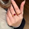 2026 Medieval High Carbon Diamond Small Red Heart Ring Fashionable Light Luxury Diamond-encrusted Red Corundum Heart-pounding Diamond Ring Women