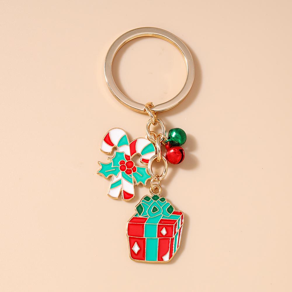 Fashion Christmas Keychain Jingling Bell Key Ring for Women Girls Handbag Pendants DIY X'mas Key Chain New Year Gifts