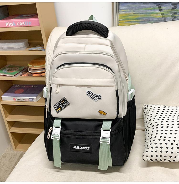 Double shoulder schoolbag Large capacity simple wear-resistant waterproof backpack New ridge protection fashionable backpack