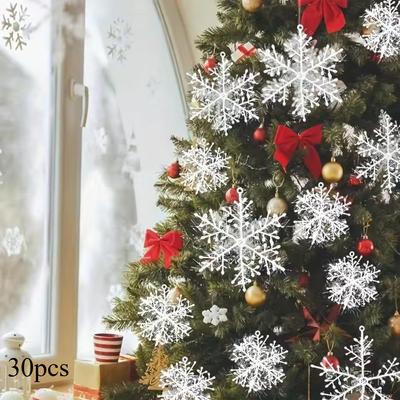 30 Stück 11cm Weihnachten Schneewittchen Schnee Weihnachtsbaumschmuck Feiertagsparty Heimdekoration