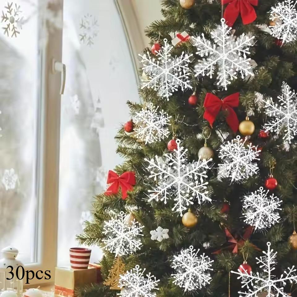 

30pcs 11cm Christmas Snow White Snow Christmas Tree Decorations Holiday Party Home Decoration