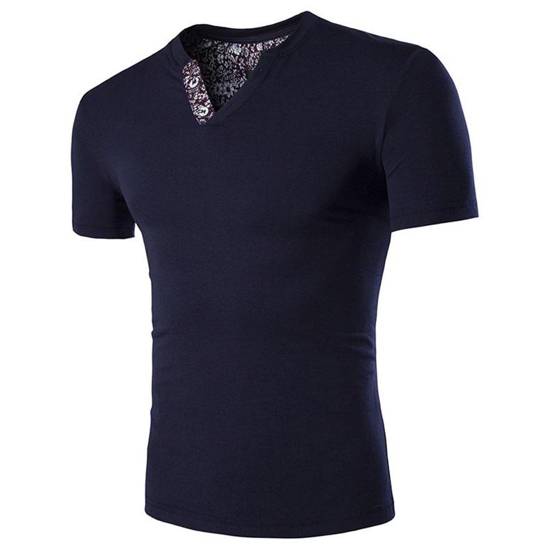 Premium Quality Men's T-shirt Slim Fit Floral V-neck Casual Tee For Everyday Wear