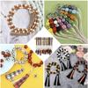 20pcs 16mm Natural Wood Buffalo Plaid Round Beads Wooden Tartan Pattern Loose Spacer Ball Beads for DIY Bracelet Necklace