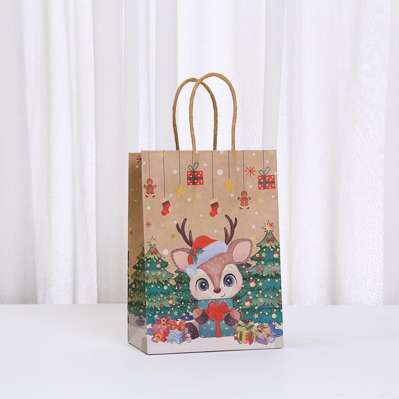 Gingerbread Man Printed Kraft Paper Gift Bag Christmas Party Favors Holiday Present