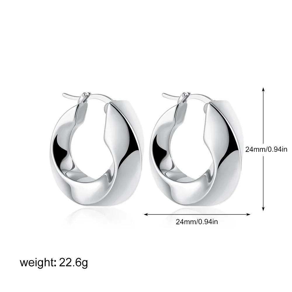 Punk Square Tube Chunky Twist Hoop Earrings for Women 18k Gold Plated Huggie Earring Stainless Steel Zircon Ear Buckle