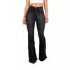 Women Bell Bottom Jeans Elastic Waist Ripped Flared Jean Destroyed Raw Hem Denim Pants