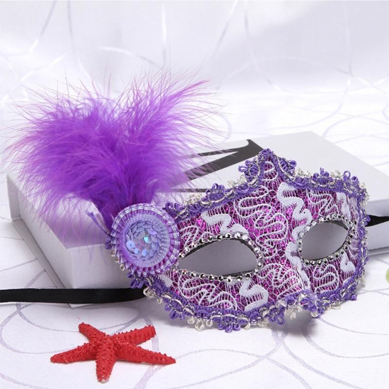 Costume Mask Feather Masquerade Mask Halloween Mardi Gras Cosplay Party Masque