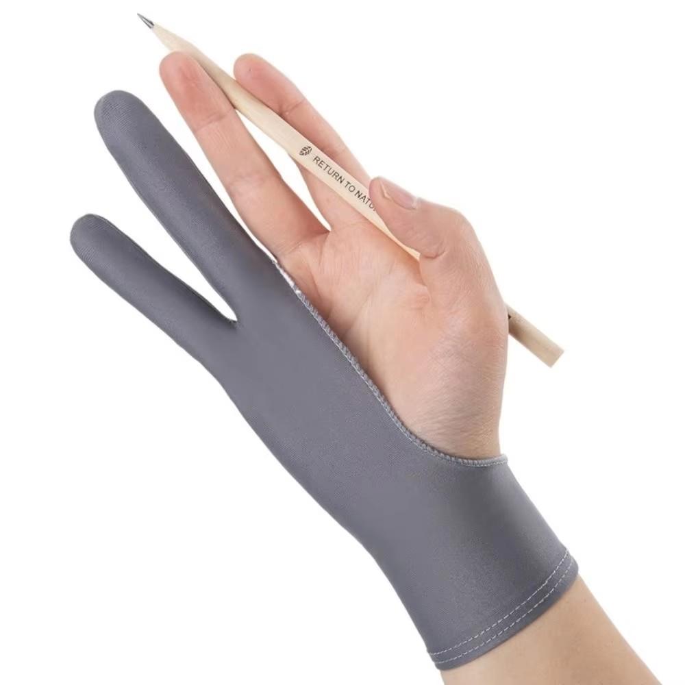 1/2 stuks Stylus Zwart Blauw Grijs Roze Anti-vlekken Anti-kras Twee Vinger Handschoen Tablet Tekenhandschoen Schilderhandschoen Schermhandschoen beige