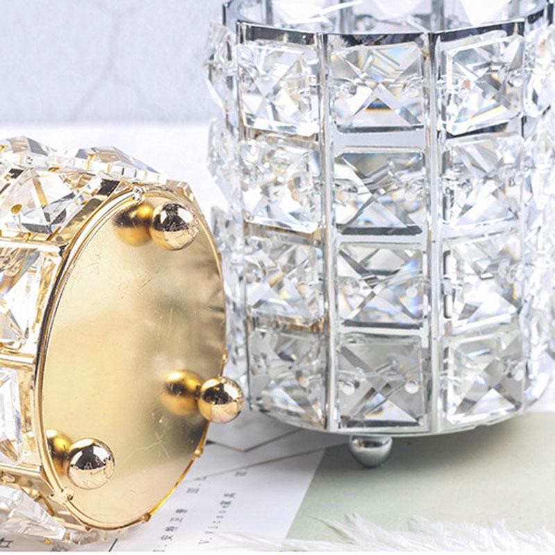 Suport Organizator Pensule Machiaj Argintiu/Auriu Cutie Depozitare Cosmetice Găleată Pensule Cutie Bijuterii Suport Pixuri Finisare Desktop Ornamente Cristal