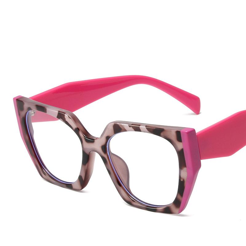 Women Optical Spectacle Frame Fashion Stitching Color Retro Cat Eye Big Size Eyeglass Frames Anti Blue Computer Glasses 56790