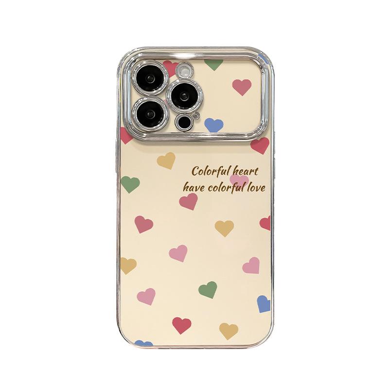 Color love bracelet is suitable for Apple 16promax mobile phone case iphone13 electroplating large window 15 silicone 14