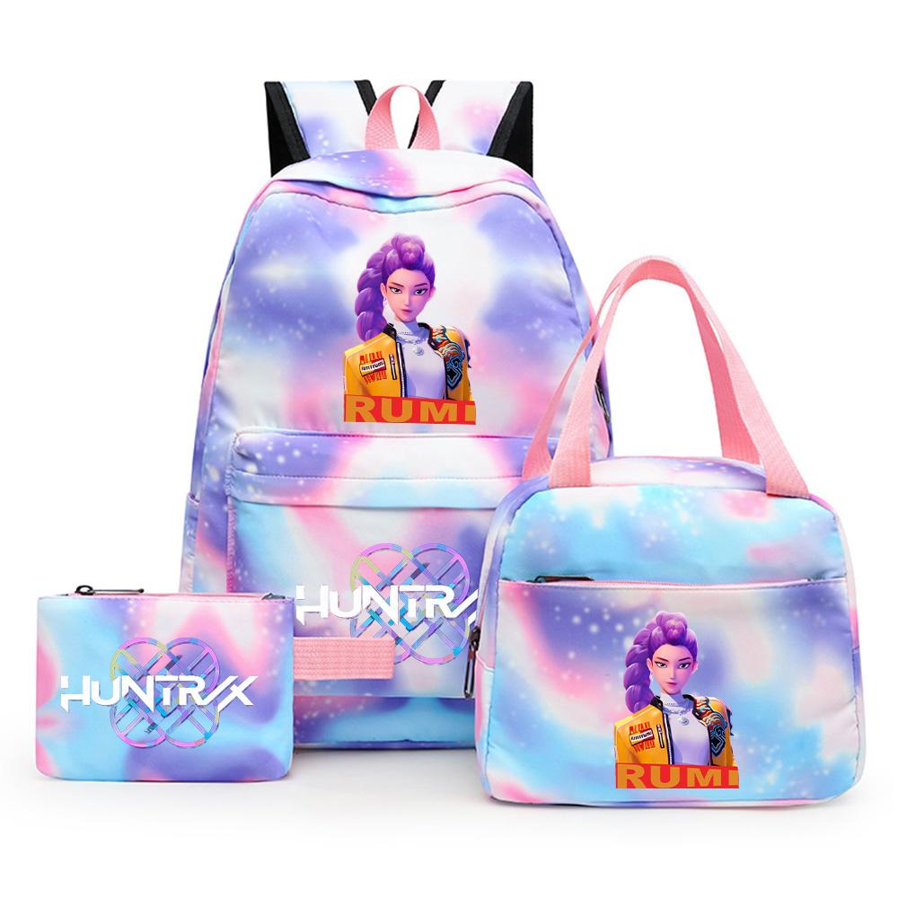 3Pcs/set Anime Demon Hunters Printed Backpack with Shoulder Bag Pengcil Case for Teenager Large Capacity Waterproof Bookbag Back To School Gift