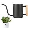 Stainless Steel Watering Can 900 Ml - Fine Spout 16 Cm, Wooden Handle, Black for Indoor Plants