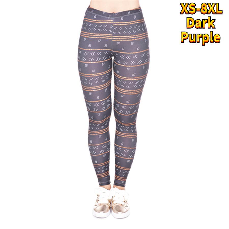Womens Light Purple Feather Prints Stretch Yoga Leggings Fitness Running Gym Sports Active Pants