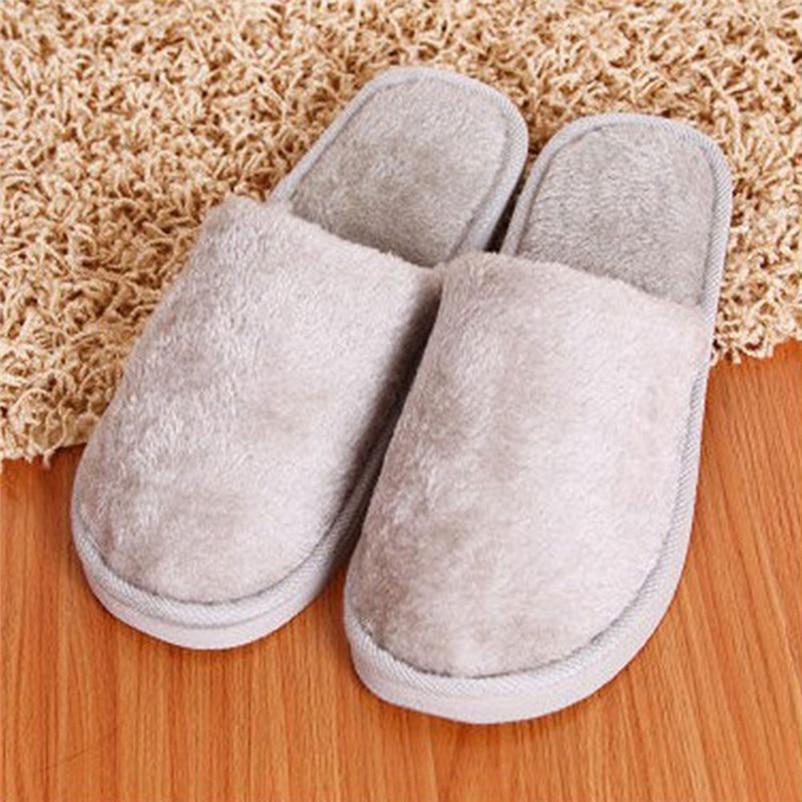 Non-slip Comfortable Winter Couples Solid Color Warm Home Plush Flat Candy Color Slippers