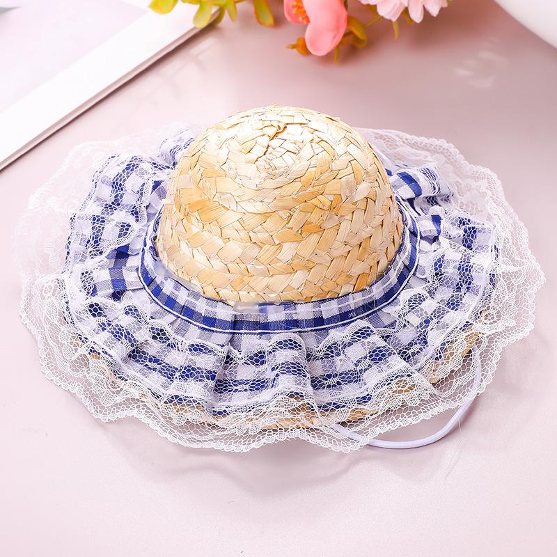 Popular Korean Straw Hat Foreign Style Farmer Hat Sun Hats Pet Cat Funny Retro Cute Bow Fashion Pet Products