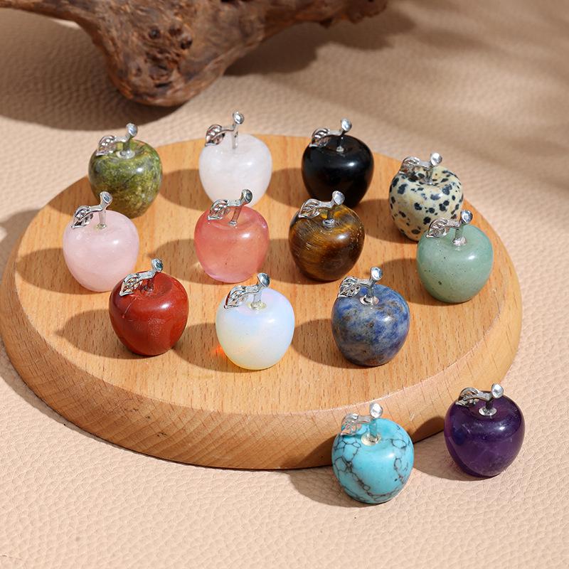 Multicolor Natural Crystal Jade Apple Ornaments - 12 Colors Christmas Gift