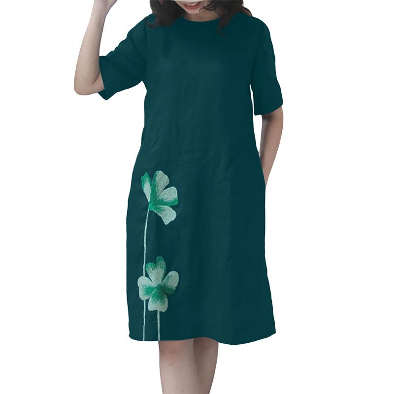 

ZANZEA Женское летнее повседневное платье с круглым вырезом и коротким рукавом 5XL синий