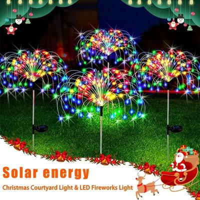 LED Solarne Lampki Fajerwerkowe Zewnętrzne Wodoodporne Solarne Lampki Ogrodowe Wróżkowe Na Trawnik Ścieżkę Patio Podwórko Imprezę Dekoracja Świąteczna
