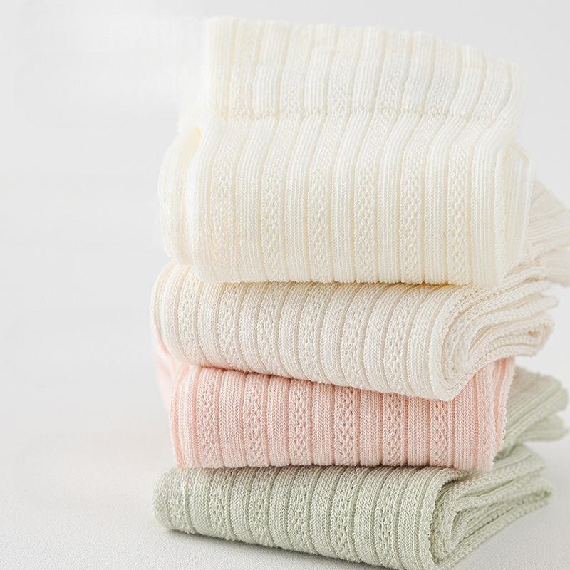 Women's Spring and Summer Thin Women's Mesh Breathable Anti-odor Cotton Socks, Stack Socks, Durable Mid-calf Socks, Boneless Long Socks, Trendy Socks