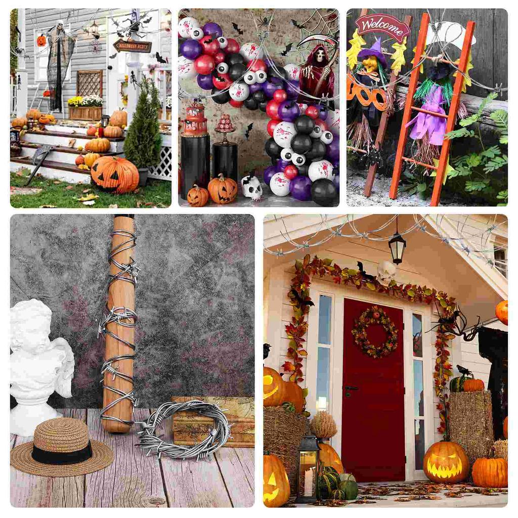 2 Pcs Simulation Wire Chain Decors Prank Ribbon Murdle Plastic Barbed Wires Halloween Ornament Garland Making Toy