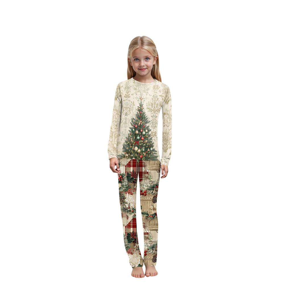 Christmas Print Family Outfit Long Sleeve Top + Pants Set Family Outfit